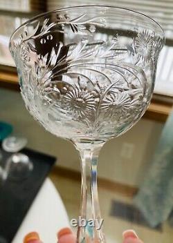 Victorian Webb Corbett Intricate Cut Champagne Glass WEC71 Elaborate Floral 6