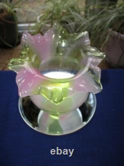 Victorian Webb Watermelon Pink Green Panels Art Glass Vase Jack In Pulpit Victorian Webb Watermelon Pink Green Panels Art Glass Vase Jack In Pulpit