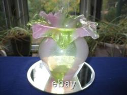 Victorian Webb Watermelon Pink Green Panels Art Glass Vase Jack In Pulpit Victorian Webb Watermelon Pink Green Panels Art Glass Vase Jack In Pulpit
