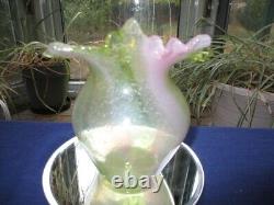 Victorian Webb Watermelon Pink Green Panels Art Glass Vase Jack In Pulpit Victorian Webb Watermelon Pink Green Panels Art Glass Vase Jack In Pulpit