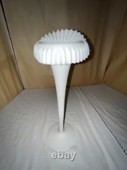 Victorian White MOP Satin Art Glass JIP Vase-CRE Rim-English Scare Color