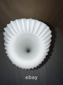 Victorian White MOP Satin Art Glass JIP Vase-CRE Rim-English Scare Color