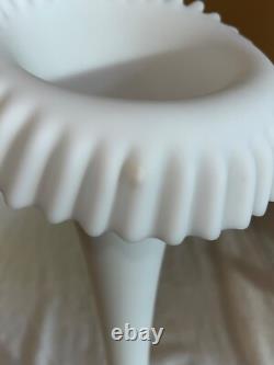 Victorian White MOP Satin Art Glass JIP Vase-CRE Rim-English Scare Color