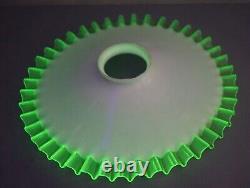 Victorian White Milk Opaline Vaseline Uranium Glass Skirted Edge Lamp Shade Disc