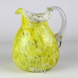 Victorian Yellow & White Spatter Pitcher Tumblers Set, Antique Blown Glass 8