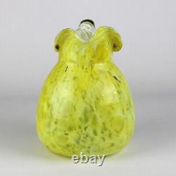 Victorian Yellow & White Spatter Pitcher Tumblers Set, Antique Blown Glass 8