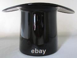 Victorian art glass black TOP HAT vase, 7 1/2 h and 11 5/8 by 11 3/8 in d