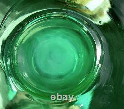 Victorian art glass green opalescent JACK-IN-THE-PULPIT vase, 19 1/2 h. HUGE