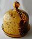 Victorian Art Glass White And Maroon Spatter Amber Cased Cheese Dish, 7 H. + D