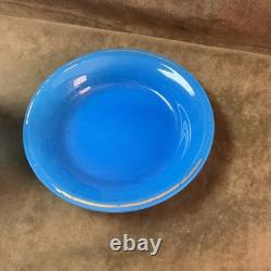 Victorian blue French opaline art glass hand blown cup and saucer gilt Trim Victorian blue French opaline art glass hand blown cup and saucer gilt Trim
