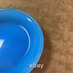 Victorian blue French opaline art glass hand blown cup and saucer gilt Trim Victorian blue French opaline art glass hand blown cup and saucer gilt Trim