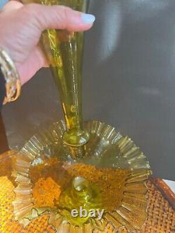 Victorian two peice Golden colored art glass Epergne gorgeous