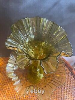 Victorian two peice Golden colored art glass Epergne gorgeous