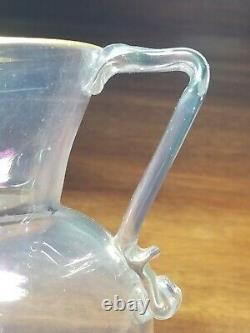 Vintage 3 Handled Iridescent Art Glass Vase Moser Loetz Ca. 1900