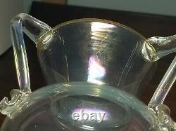 Vintage 3 Handled Iridescent Art Glass Vase Moser Loetz Ca. 1900