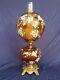 Vintage Amber Gold Lg Wright Art Glass Fenton Fostoria Viking Painted Floral