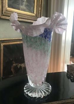 Vintage Antique Victorian Art Glass End Of Day Spatter Glass 10 Vase