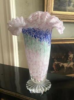 Vintage Antique Victorian Art Glass End Of Day Spatter Glass 10 Vase