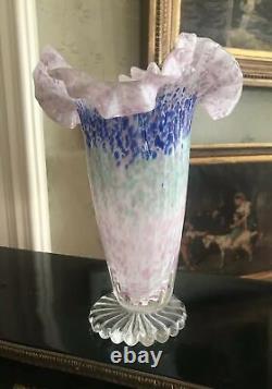 Vintage Antique Victorian Art Glass End Of Day Spatter Glass 10 Vase