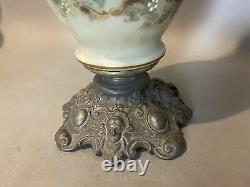 Vintage Antique Victorian Floral Decorated Art Glass Mantel Ewer