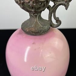 Vintage Antique Victorian Floral Decorated Art Glass Mantel Ewer