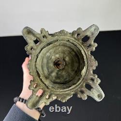 Vintage Antique Victorian Floral Decorated Art Glass Mantel Ewer