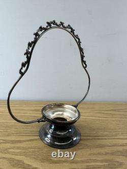 Vintage Antique Victorian Silver Plate & Cased Art Glass Brides Basket Bowl