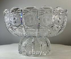 Vintage Bohemian Czech Hand Cut Queen Lace 24% Lead Crystal Bowl Set 4 PCS EXC