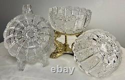 Vintage Bohemian Czech Hand Cut Queen Lace 24% Lead Crystal Bowl Set 4 PCS EXC