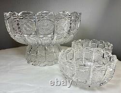 Vintage Bohemian Czech Hand Cut Queen Lace 24% Lead Crystal Bowl Set 4 PCS EXC