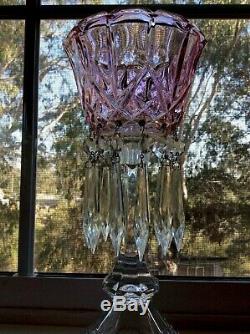 Vintage Bohemian Faceted Pink Crystal Mantle Luster 12 Crystal Prisms Gorgeous