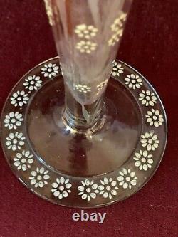 Vintage Bohemian Moser Cranberry Rubina Enamel Footed Art Glass Vase Low Us Ship