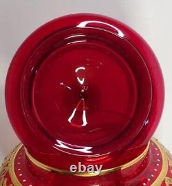 Vintage Bohemian Red Candy Dish Bohemian Gold Art Glass Venetian Apothecary Jar