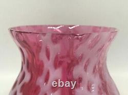 Vintage Cranberry Red & White Opalescent Glass Waffle/Lattice Toothpick Holder