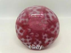 Vintage Cranberry Red & White Opalescent Glass Waffle/Lattice Toothpick Holder