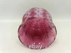 Vintage Cranberry Red & White Opalescent Glass Waffle/Lattice Toothpick Holder