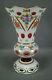 Vintage Czech Bohemian Hand Enameled Floral White Cased Cut To Cranberry Vase
