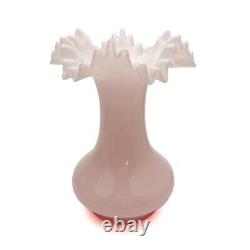 Vintage Czech pink cased glass ruffle vase