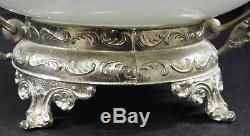 Vintage Decorative Silver Plated Bride's Basket With Art Glass Bowl