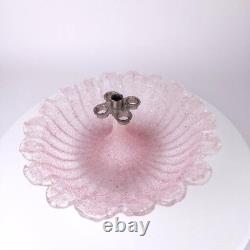 Vintage Epergne 17 Tall Pink Clear Glass 5 Hand Venetian Murano Mid-Century