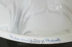 Vintage FENTON GWTW Hand Painted Crescent Milk Glass Lamp by Artist D Frederick