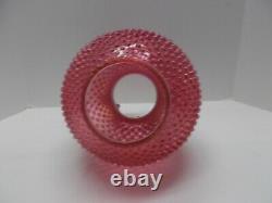 Vintage FENTON Glass Hobnail Ruffled Cranberry Opalescent Lamp Shade 10 Tall