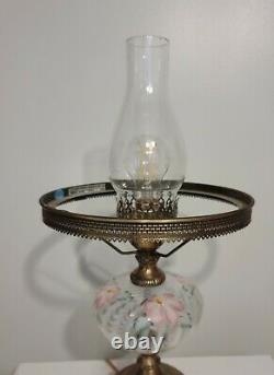 Vintage FENTON Hand Painted Artist Signed Glass Parlor Lamp Gone with Wind Style