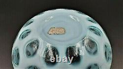 Vintage FENTON OPALESCENT BLUE COIN DOT # 91 COVERED CANDY BOX / DISH With LABEL