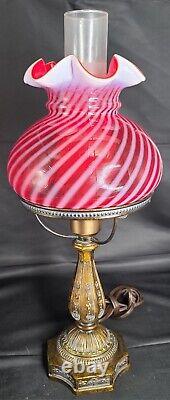 Vintage Fenton Cranberry Rib Glass Lamp