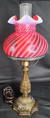 Vintage Fenton Cranberry Rib Glass Lamp