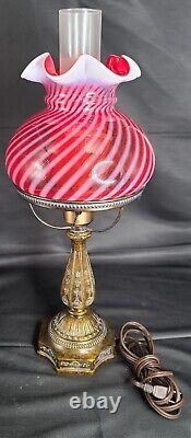 Vintage Fenton Cranberry Rib Glass Lamp