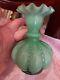 Vintage Fenton Green Overlay Beaded Melon Pitcher! 4-1/2 1940! Extremely Rare