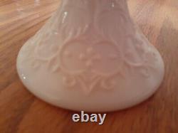 Vintage Fenton Silver Crest Spanish Lace Pedestal Milk Glass Wedding Cake Plate