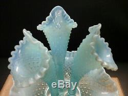 Vintage Fenton Victorian Epergne Opal. Diamond Lace Footed With 3 Horns